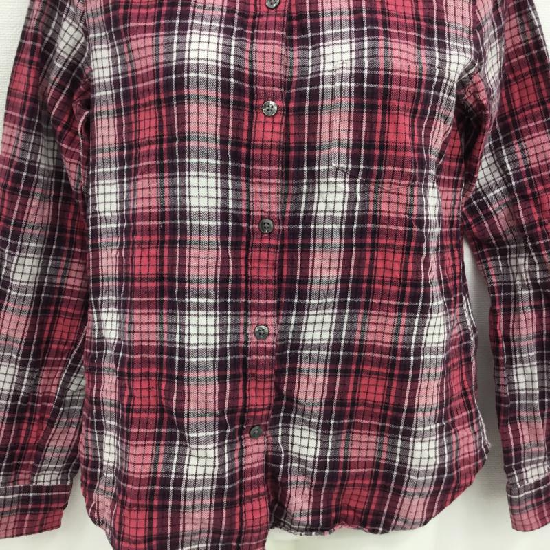 ユニクロ UNIQLO シャツ、ブラウス 長袖 M チェック 桃 / ピンク / X 紫 / パープル / X 白 / ホワイト / レディース USED 古着 中古 10000061