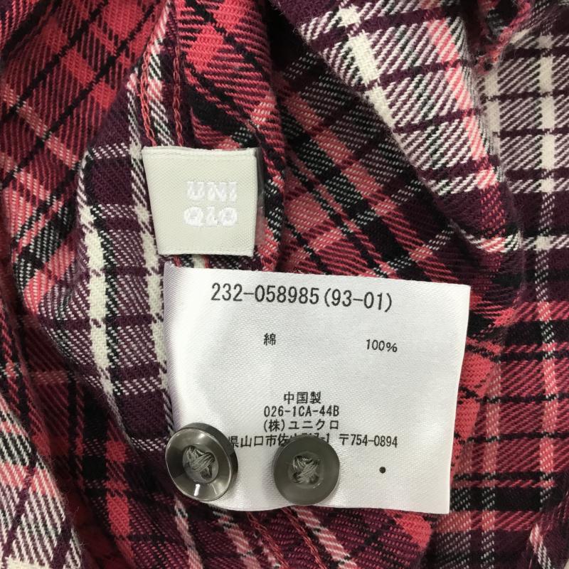 ユニクロ UNIQLO シャツ、ブラウス 長袖 M チェック 桃 / ピンク / X 紫 / パープル / X 白 / ホワイト / レディース USED 古着 中古 10000061
