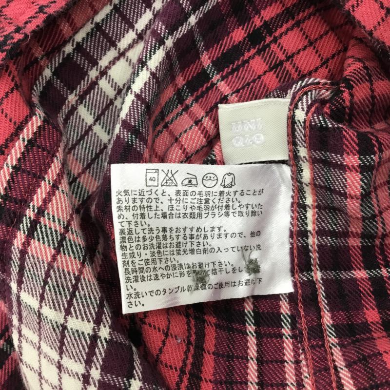 ユニクロ UNIQLO シャツ、ブラウス 長袖 M チェック 桃 / ピンク / X 紫 / パープル / X 白 / ホワイト / レディース USED 古着 中古 10000061