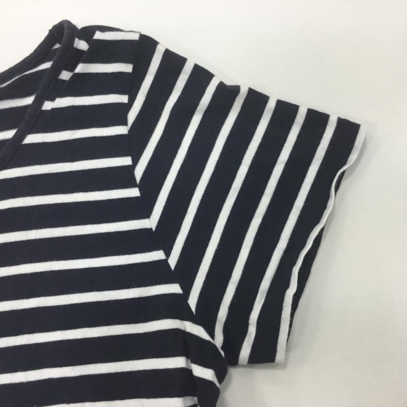 アースミュージックアンドエコロジー earth music&ecology Tシャツ 半袖 M ボーダー柄 白 / ホワイト / X 紺 / ネイビー / レディース USED 古着 中古 10000175