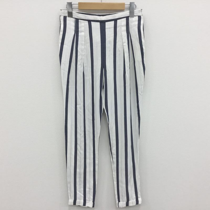 ザラベーシック ZARA BASIC パンツ スラックス XS ストライプ 白 / ホワイト / X 青 / ブルー / レディース USED 古着 中古 10000233