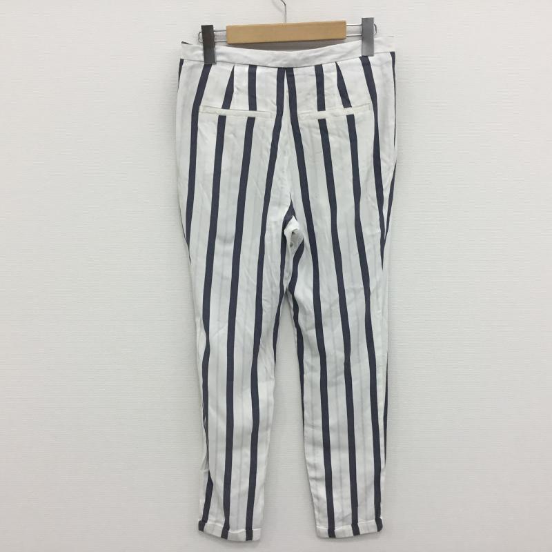 ザラベーシック ZARA BASIC パンツ スラックス XS ストライプ 白 / ホワイト / X 青 / ブルー / レディース USED 古着 中古 10000233