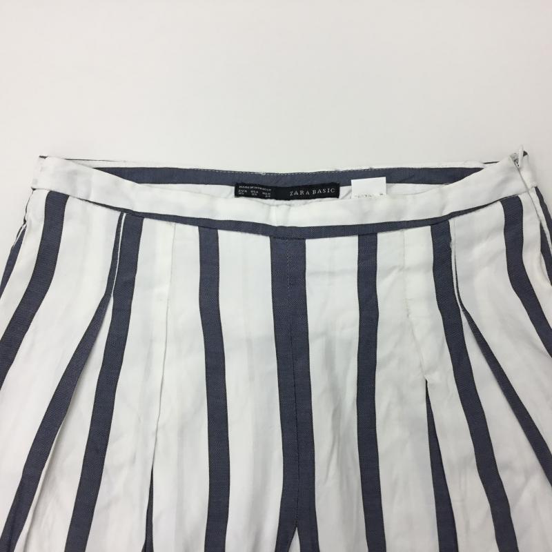 ザラベーシック ZARA BASIC パンツ スラックス XS ストライプ 白 / ホワイト / X 青 / ブルー / レディース USED 古着 中古 10000233
