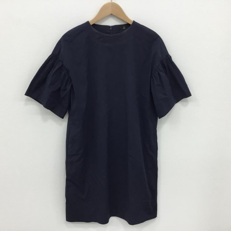 イネド INED ワンピース ひざ丈スカート 7号 無地 紺 / ネイビー / レディース USED 古着 中古 10000271