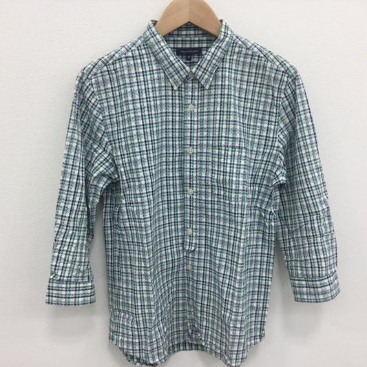 アーバンリサーチ URBAN RESEARCH シャツ、ブラウス 七分袖 40 千鳥格子 X チェック 白 / ホワイト / X 青 / ブルー / X 緑 / グリーン /  メンズ USED 古着 中古 10000295