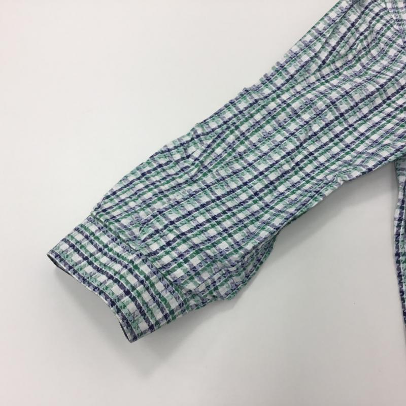 アーバンリサーチ URBAN RESEARCH シャツ、ブラウス 七分袖 40 千鳥格子 X チェック 白 / ホワイト / X 青 / ブルー / X 緑 / グリーン / メンズ USED 古着 中古 10000295