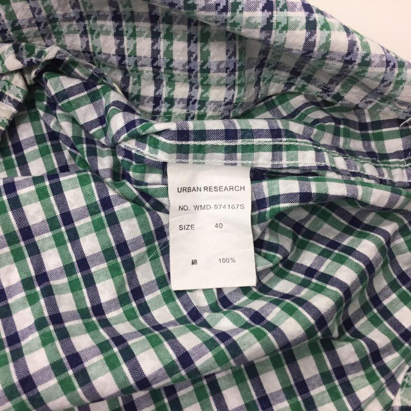 アーバンリサーチ URBAN RESEARCH シャツ、ブラウス 七分袖 40 千鳥格子 X チェック 白 / ホワイト / X 青 / ブルー / X 緑 / グリーン / メンズ USED 古着 中古 10000295