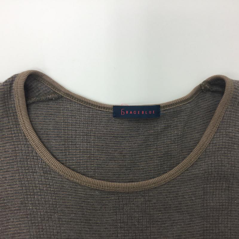 レイジブルー RAGEBLUE カットソー 七分袖 M ボーダー柄 灰 / グレー / X 茶 / ブラウン / メンズ USED 古着 中古 10000389