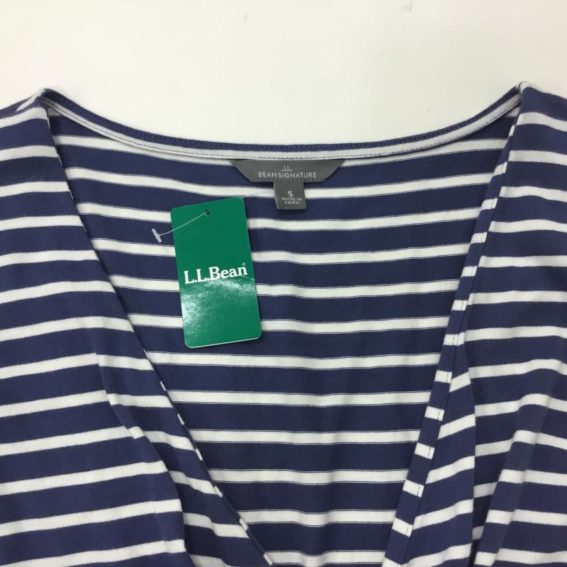 エルエルビーンシグネチャー L.L.Bean SIGNATURE ワンピース ひざ丈スカート タグ付き S ボーダー柄 白 / ホワイト / X 青 / ブルー / レディース USED 古着 中古 10000428