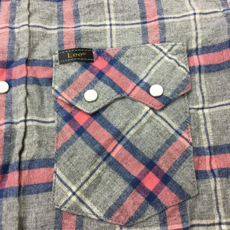 リー Lee シャツ、ブラウス 長袖 S チェック 灰 / グレー / X 桃 / ピンク / X 青 / ブルー / レディース USED 古着 中古 10000488