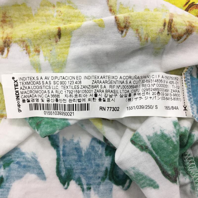ザラ ZARA Tシャツ 半袖 切りっぱなし S 総柄 白 / ホワイト / X 青 / ブルー / X 赤 / レッド / X 桃 / ピンク / X 橙 / オレンジ / X 黄 / イエロー / X 緑 / グリーン / レディース USED 古着 中古 10000503