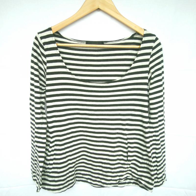 マウジー MOUSSY カットソー 長袖 2 ボーダー柄 灰 / グレー / X 黒 / ブラック / レディース USED 古着 中古 10000519