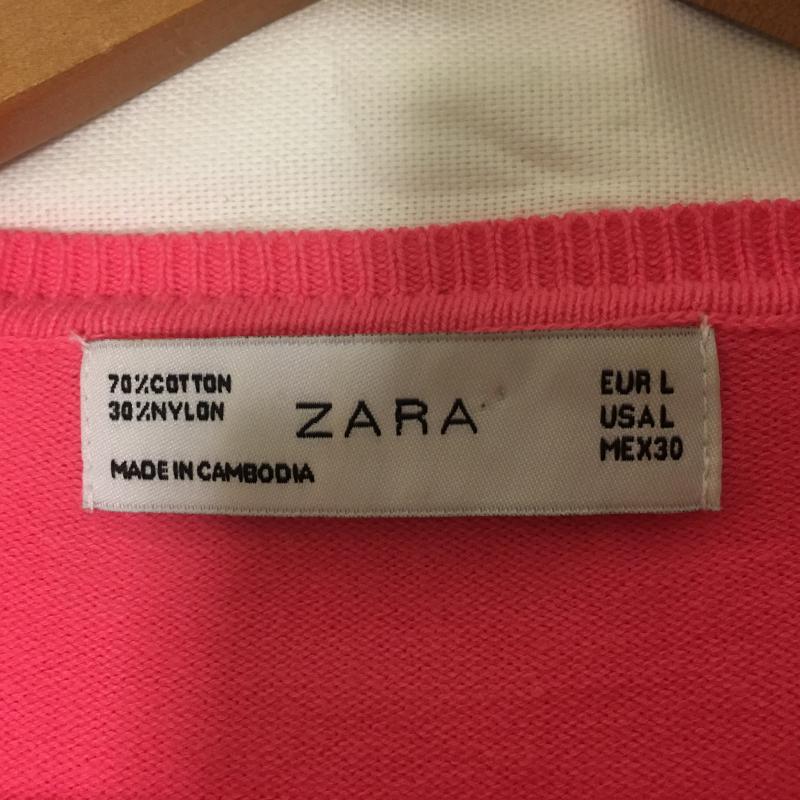 ザラ ZARA カーディガン 長袖 L 無地 桃 / ピンク / レディース USED 古着 中古 10000600