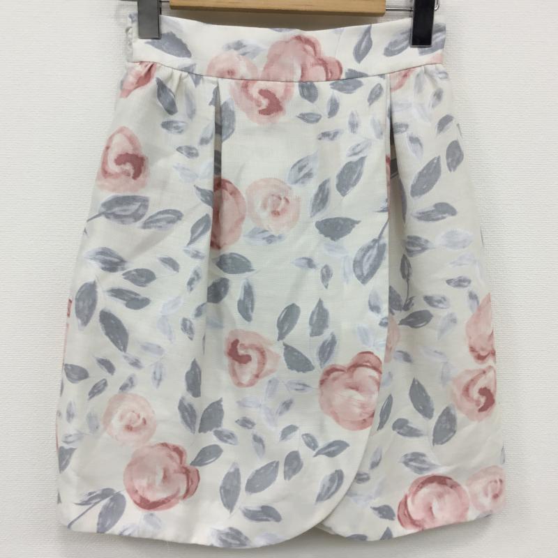 ウィルセレクション WILLSELECTION スカート ひざ丈スカート M 花柄 白 / ホワイト / X 桃 / ピンク / レディース USED 古着 中古 10000616