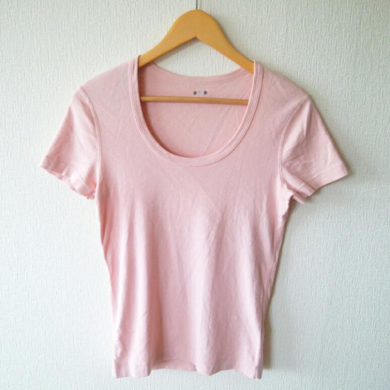 メイド イン ユーエスエー MADE IN USA Tシャツ 半袖 無地 桃 / ピンク / レディース USED 古着 中古 10000657