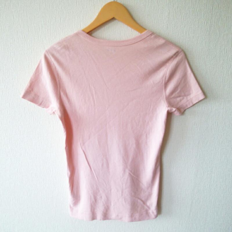 メイド イン ユーエスエー MADE IN USA Tシャツ 半袖 無地 桃 / ピンク / レディース USED 古着 中古 10000657
