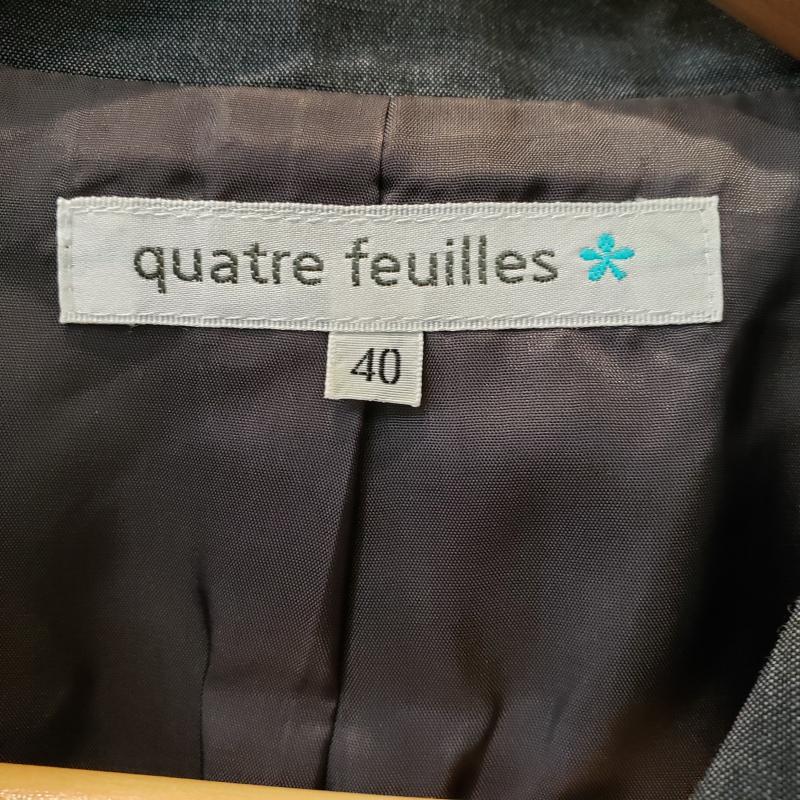 カトルフィーユ quatre feuilles スーツ ひざ丈スカート 40 無地 灰 / グレー / レディース USED 古着 中古 10000978