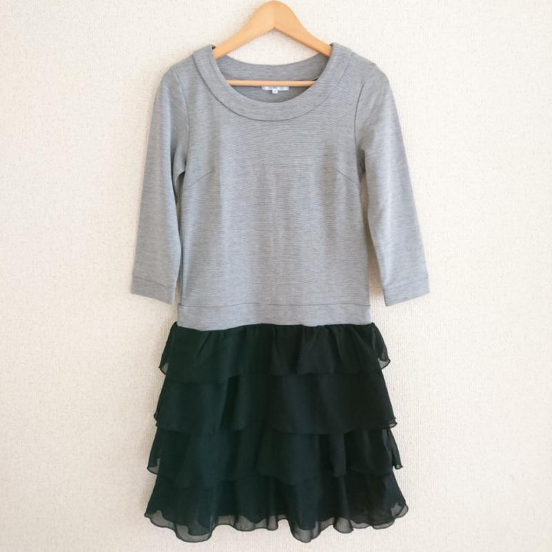 エヌナチュラルビューティーベーシック N.NATURALBEAUTYBASIC ワンピース ひざ丈スカート S 無地 灰 / グレー / X 黒 / ブラック / レディース USED 古着 中古 10001135
