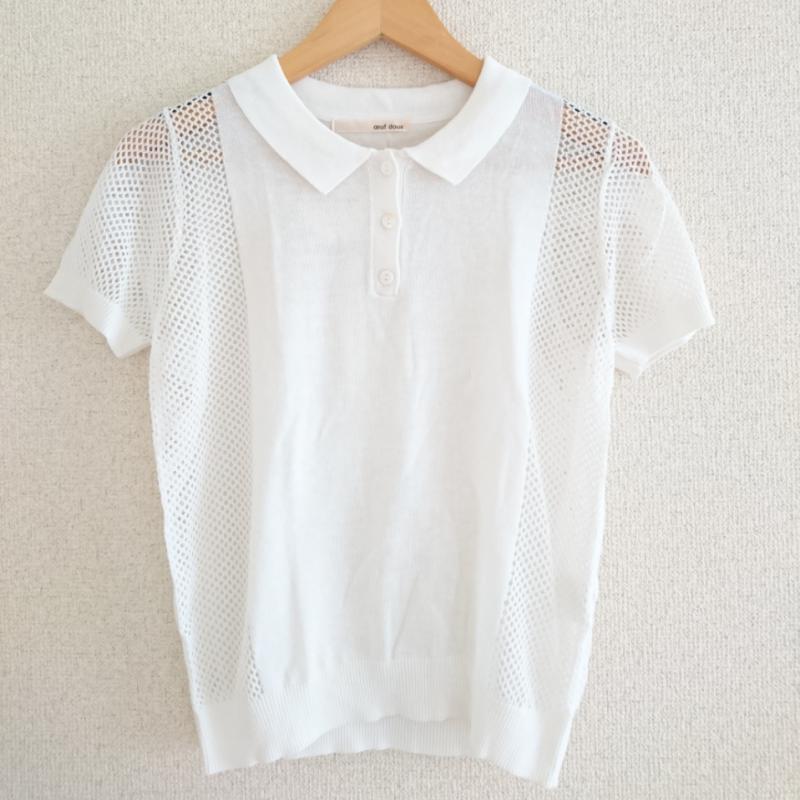 ウフドゥー OEUFDOUX ニット、セーター 半袖 2 無地 白 / ホワイト / レディース USED 古着 中古 10001162