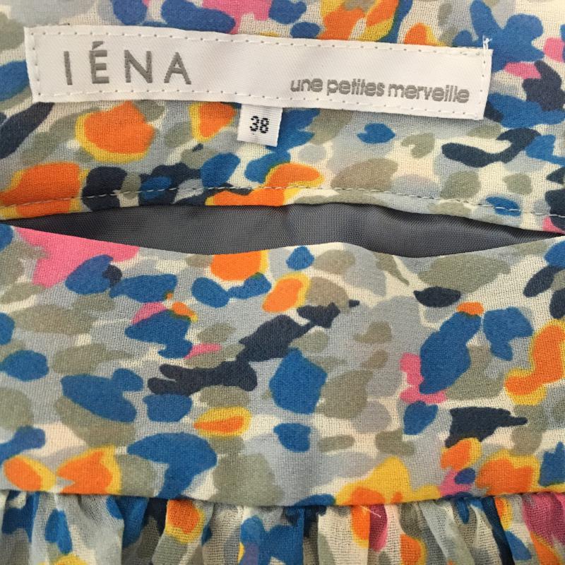 イエナ IENA スカート ミニスカート 38 総柄 X 花柄 青 / ブルー / X 灰 / グレー / X 白 / ホワイト / X 橙 / オレンジ / X 桃 / ピンク / レディース USED 古着 中古 10001326