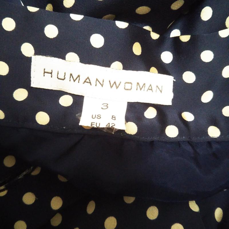 ヒューマンウーマン HUMAN WOMAN スカート ひざ丈スカート L ドット 黒 / ブラック / X ベージュ / ベージュ / レディース USED 古着 中古 10001417