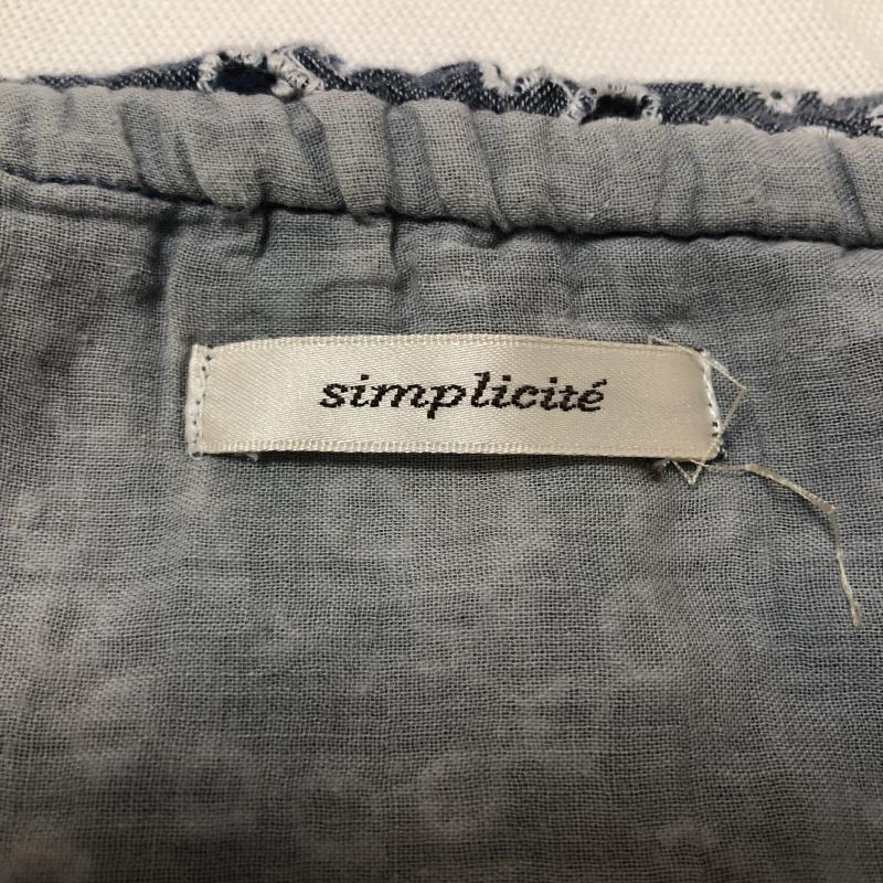 シンプリシテェ Simplicite ワンピース ミニスカート 刺繍 紺 / ネイビー / X 白 / ホワイト / レディース USED 古着 中古 10001681