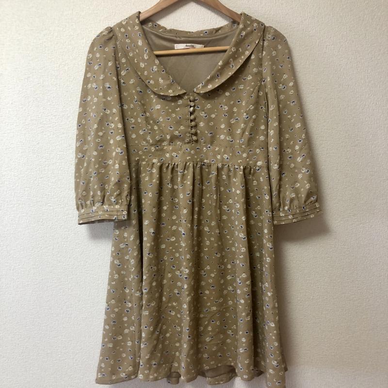 ダズリン dazzlin ワンピース ひざ丈スカート S 花柄 ベージュ / ベージュ / X 白 / ホワイト / X 青 / ブルー / レディース USED 古着 中古 10001687