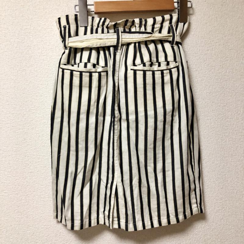 アルカリ alcali スカート ひざ丈スカート 3 ストライプ 白 / ホワイト / X 紺 / ネイビー / X 黄 / イエロー / レディース USED 古着 中古 10001705
