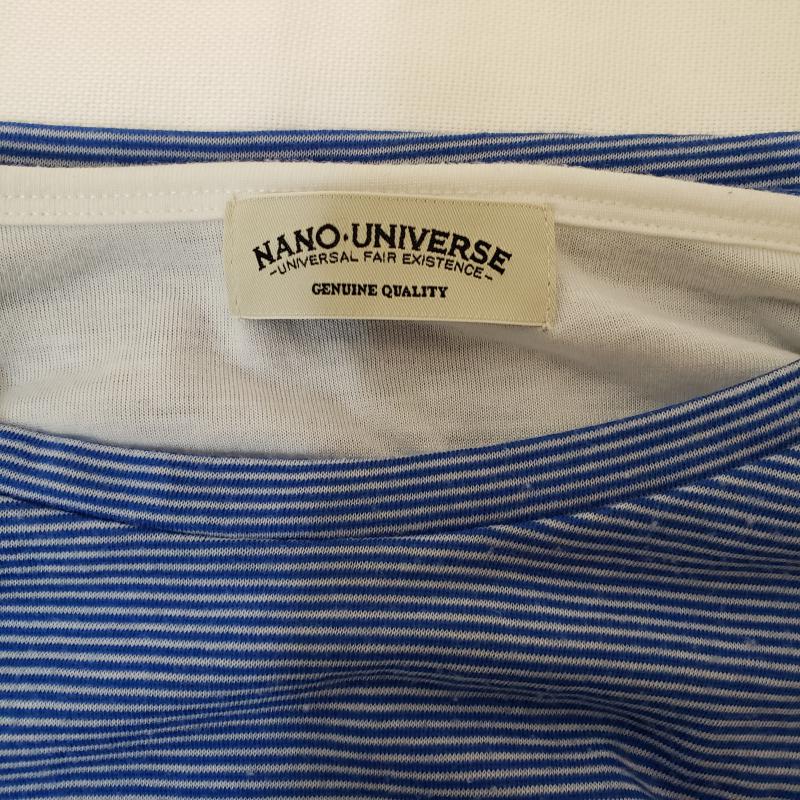 ナノユニバース nano・universe カットソー 半袖 L ボーダー柄 青 / ブルー / X 白 / ホワイト / レディース USED 古着 中古 10001856