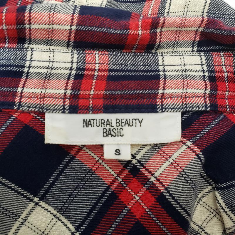 ナチュラルビューティーベーシック NATURAL BEAUTY BASIC シャツ、ブラウス 長袖 S チェック 白 / ホワイト / X 黒 / ブラック / X 赤 / レッド / レディース USED 古着 中古 10001867