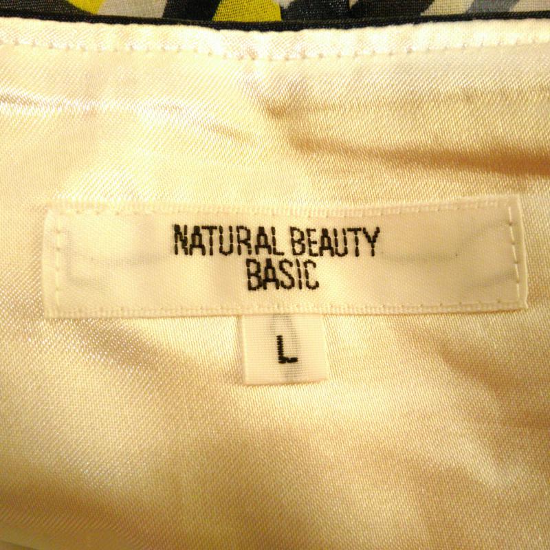 ナチュラルビューティーベーシック NATURAL BEAUTY BASIC スカート ひざ丈スカート L チェック 黄 / イエロー / X 黒 / ブラック / X 白 / ホワイト / X 灰 / グレー / レディース USED 古着 中古 10001968