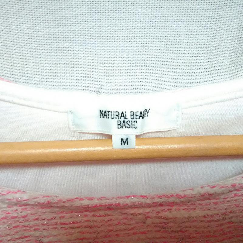 ナチュラルビューティーベーシック NATURAL BEAUTY BASIC チュニック 半袖 M 無地 白 / ホワイト / X 桃 / ピンク / レディース USED 古着 中古 10001987