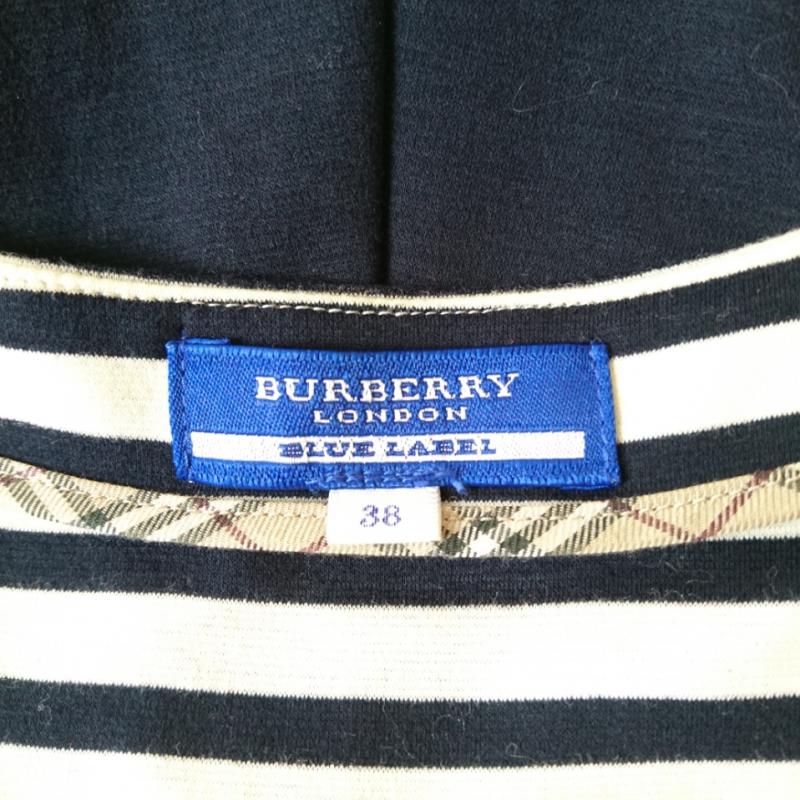 バーバリーブルーレーベル BURBERRY BLUE LABEL ワンピース・ドレス・オールインワン ワンピース・ドレス・オールインワン 38 ボーダー柄 X 無地 白 / ホワイト / X 紺 / ネイビー / レディース USED 古着 中古 10002097