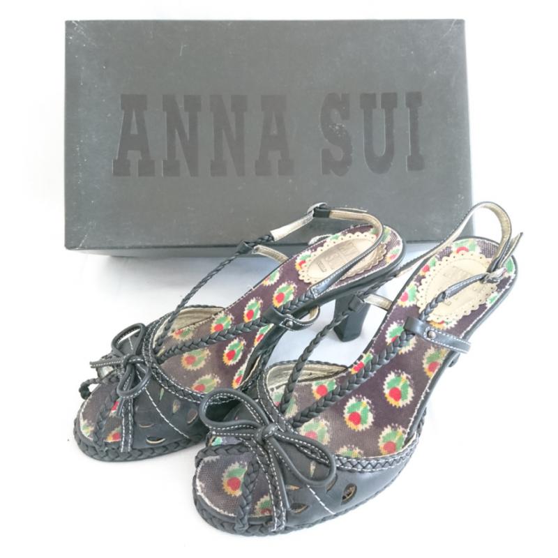 アナスイ ANNASUI サンダル サンダル 無地 黒 / ブラック / レディース USED 古着 中古 10002102
