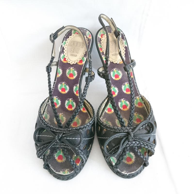 アナスイ ANNASUI サンダル サンダル 無地 黒 / ブラック / レディース USED 古着 中古 10002102