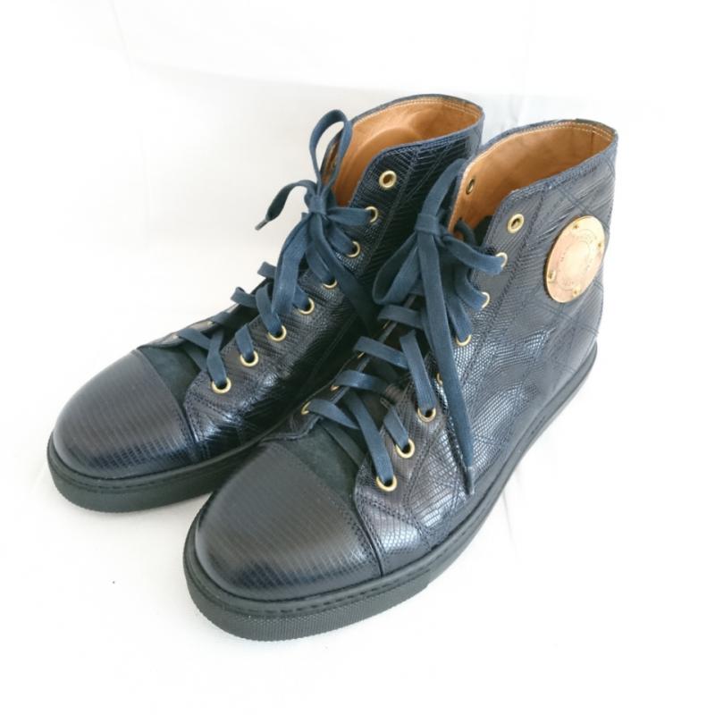 マークジェイコブス MARCJACOBS ブーツ ショートブーツ チェック X ヘビ柄 黒 / ブラック / X 青 / ブルー / メンズ USED 古着 中古 10002104