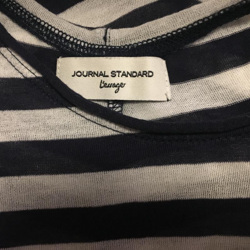 ジャーナルスタンダードレサージュ journal standard L'essage カットソー 半袖 総柄 X ボーダー柄 白 / ホワイト / X 紺 / ネイビー / レディース USED 古着 中古 10002517