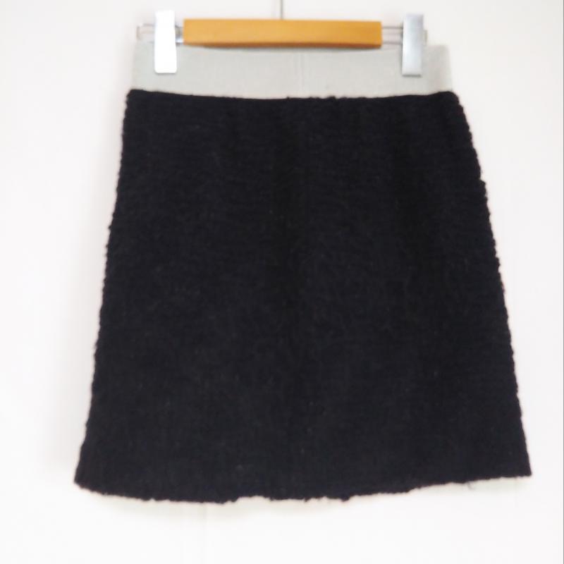 ノーリーズ NOLLEY'S スカート ミニスカート 36インチ 無地 黒 / ブラック / X 銀 / シルバー / レディース USED 古着 中古 10002652