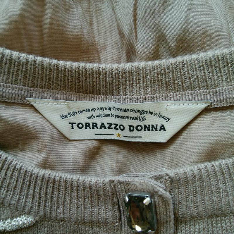 トラッゾドンナ Torrazzo Donna カーディガン 長袖 無地 X ボーダー柄 銀 / シルバー / X 桃 / ピンク / X 茶 / ブラウン / レディース USED 古着 中古 10002711
