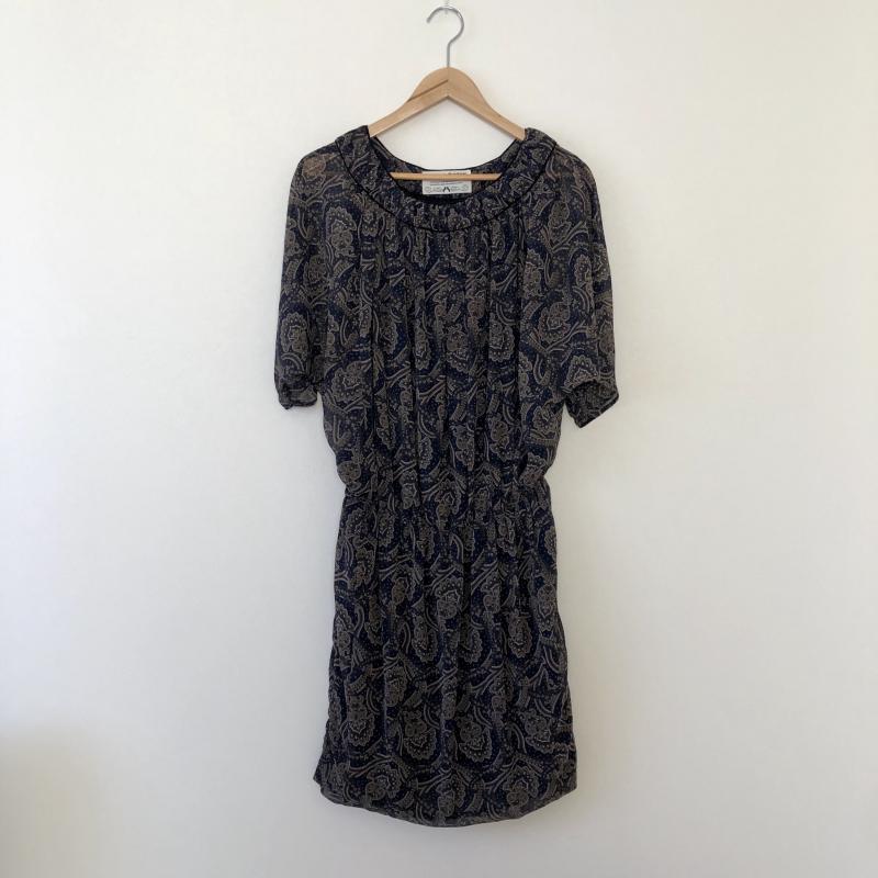 ステラシフォン STELLA CIFFON ワンピース ひざ丈スカート 36 ペイズリー 紺 / ネイビー / レディース USED 古着 中古 10002788