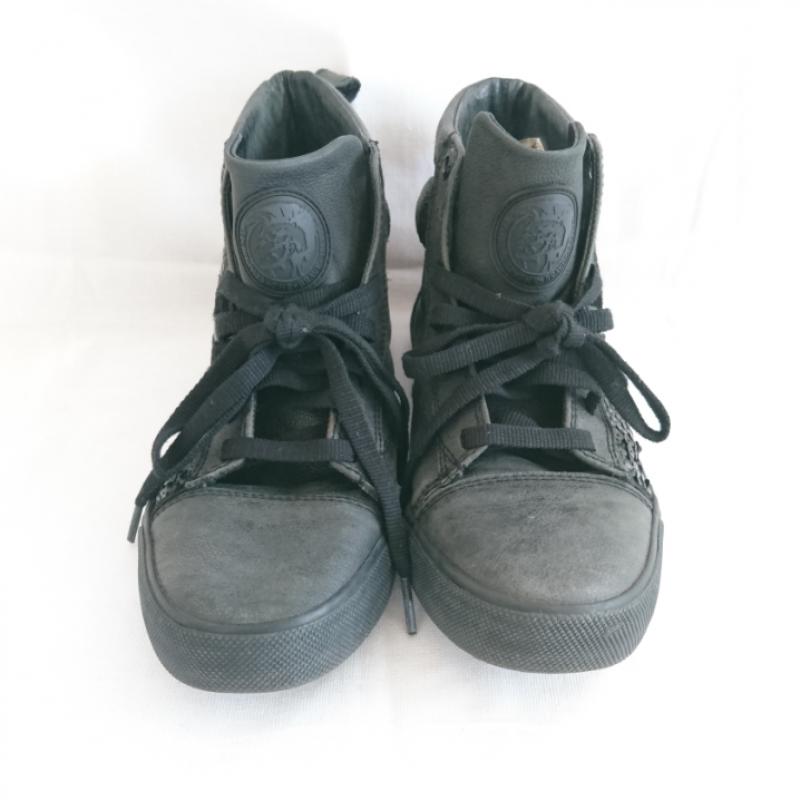 ディーゼル DIESEL スニーカー スニーカー 24.5cm 無地 X ワンポイント 黒 / ブラック / レディース USED 古着 中古 10003384