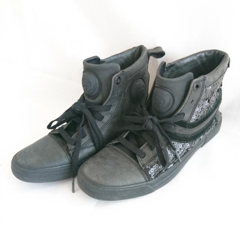 ディーゼル DIESEL スニーカー スニーカー 24.5cm 無地 X ワンポイント 黒 / ブラック / レディース USED 古着 中古 10003384