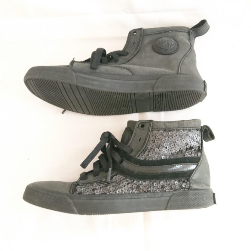 ディーゼル DIESEL スニーカー スニーカー 24.5cm 無地 X ワンポイント 黒 / ブラック / レディース USED 古着 中古 10003384