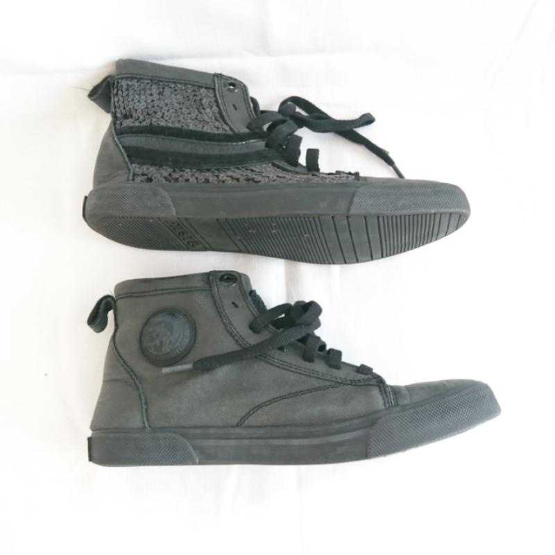 ディーゼル DIESEL スニーカー スニーカー 24.5cm 無地 X ワンポイント 黒 / ブラック / レディース USED 古着 中古 10003384