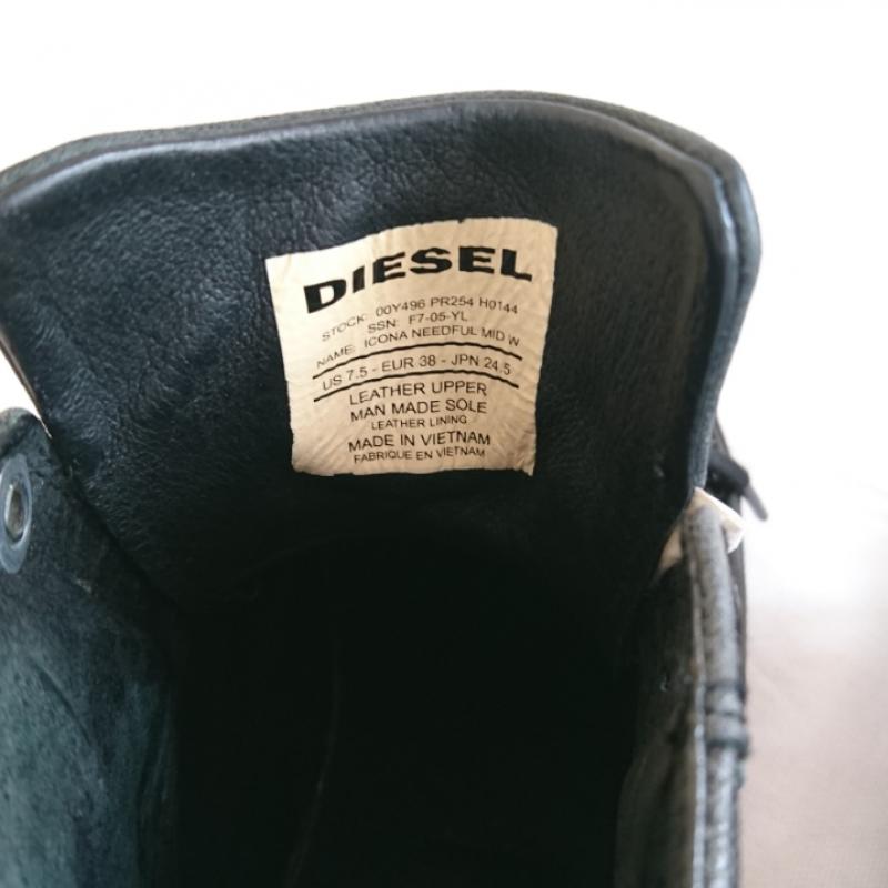 ディーゼル DIESEL スニーカー スニーカー 24.5cm 無地 X ワンポイント 黒 / ブラック / レディース USED 古着 中古 10003384