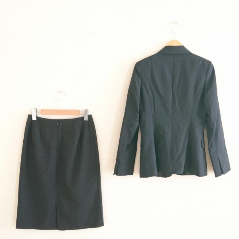 イネド INED スーツ ひざ丈スカート 無地 黒 / ブラック / レディース USED 古着 中古 10003393