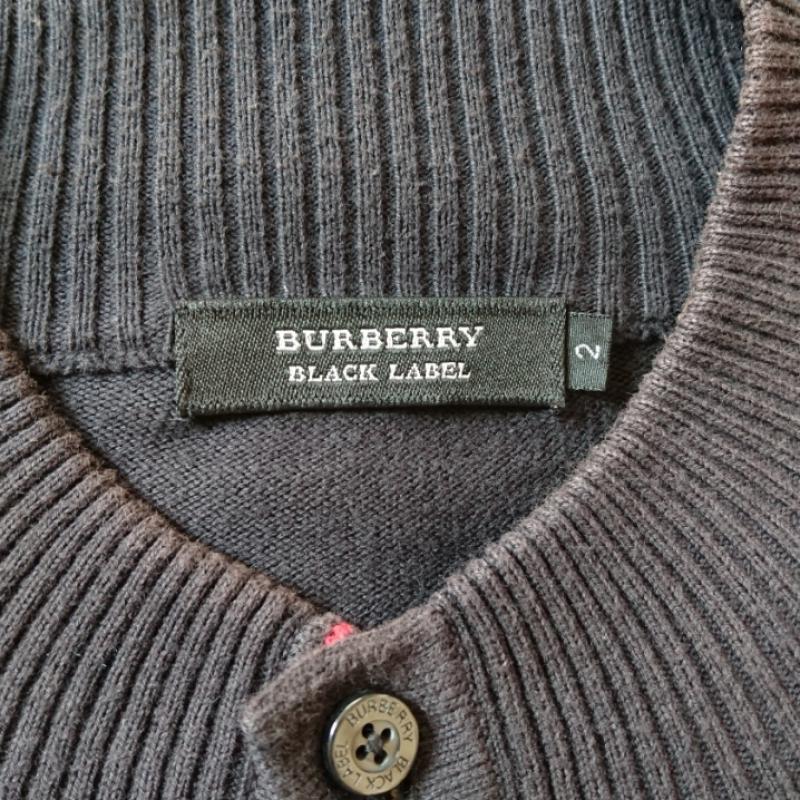 バーバリーブラックレーベル BURBERRY BLACK LABEL カーディガン 長袖 2 無地 X ワンポイント 紺 / ネイビー / メンズ USED 古着 中古 10003403