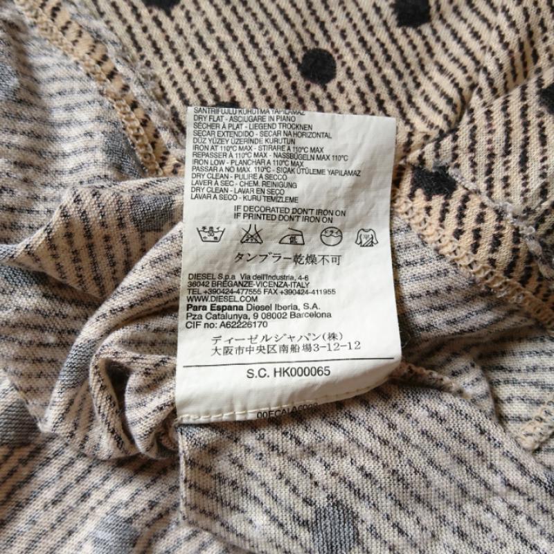 ディーゼル DIESEL カットソー 半袖 ドット X ベージュ / ベージュ / X 黒 / ブラック / レディース USED 古着 中古 10003412