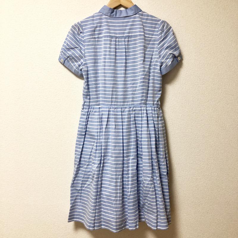 バーバリーブルーレーベル BURBERRY BLUE LABEL ワンピース ひざ丈スカート 38 ボーダー柄 X ワンポイント X 刺繍 青 / ブルー / X 白 / ホワイト / レディース USED 古着 中古 10003459