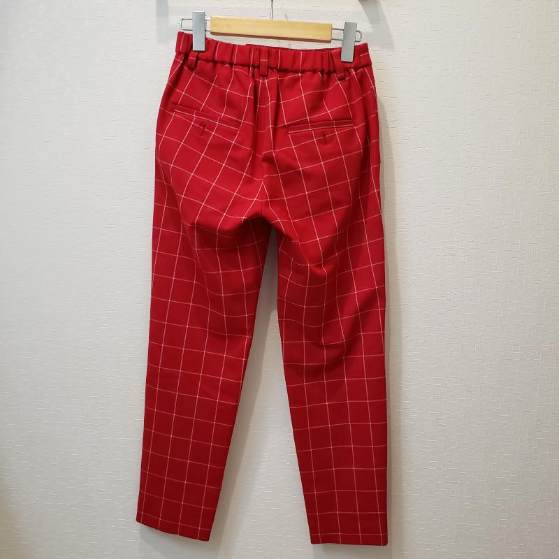 イネド INED パンツ スラックス 9分丈 7号 チェック 赤 / レッド / X 白 / ホワイト / レディース USED 古着 中古 10003493